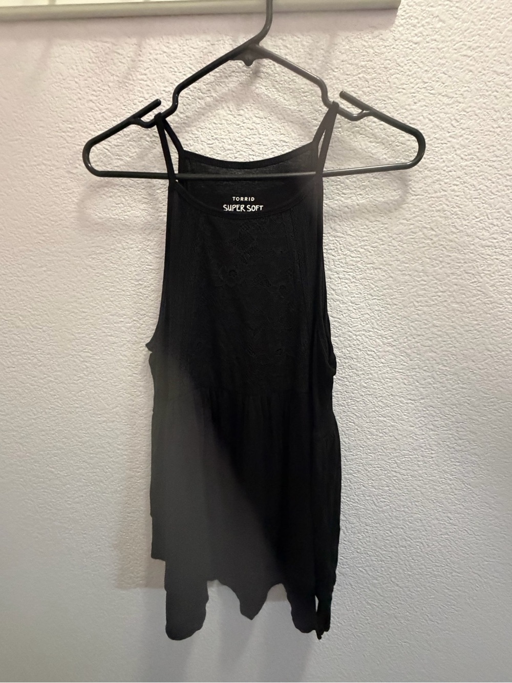 torrid Black Lace-Detail Super Soft Tank 0